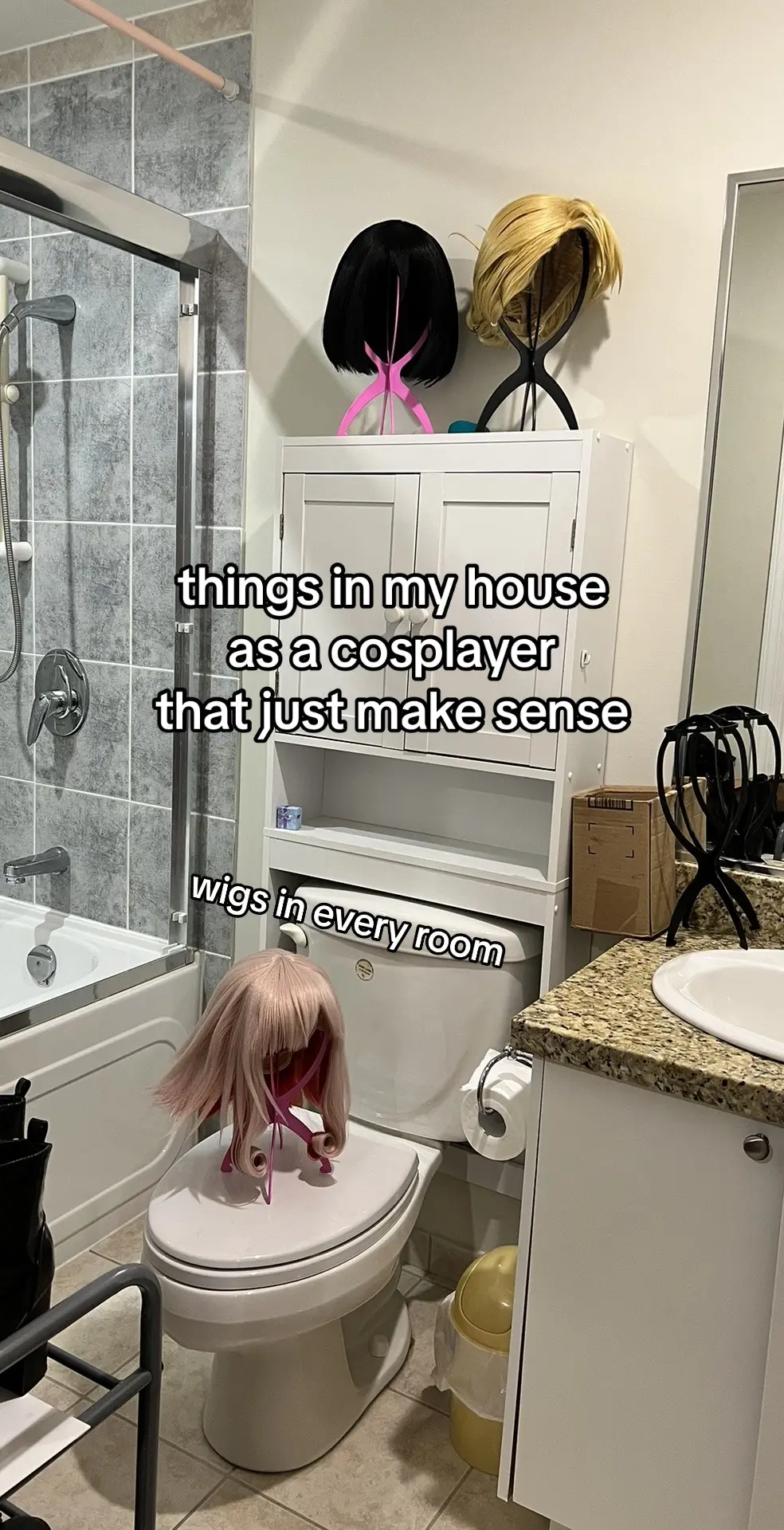 holiday guests prepare to be amazed by the quantity and bizarreness of my cosplay wigs #cosplaylife #cosplaygirl #animecosplay #cosplayer #cosplay 