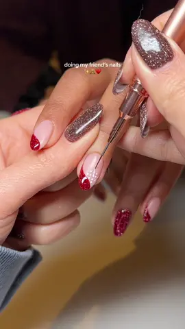wanted to do gelx but her natural length was so perf!!♥️♥️ everything I used here is on my ltkk :)✨ #fyp #nailinspo #nailtutorial #rednails #holidaynails #glitternails 