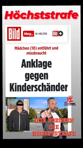 Wir fordern die Höchststrafe für diesen Kinderschänder und Vergewaltiger !!! Wer Kinder missbraucht, misshandelt, und ihnen Gewalt antut, muss mit voller Härte des Gesetzes strafrechtlich verfolgt und bestraft werden, und hat jedes Recht auf Freiheit und Selbstbestimmung für immer verloren. Kinderschutz hat oberste Priorität, und nicht der Schutz von Tätern und Täterinnen, egal welcher gesellschaftlichen Position und welchen Status der/die Täter/inn in unserem Land hat oder angehört !!! Carsten Stahl  Bündnis Kinderschutz & Stoppt Mobbing in Deutschland und Österreich. https://m.bild.de/regional/frankfurt/frankfurt-aktuell/maedchen-10-entfuehrt-und-missbraucht-anklage-gegen-kinderschaender-86472802.bildMobile.html?wtmc=whtspp-shr