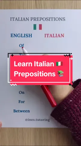 Learn Italian 🇮🇹 - Prepositions 📚 . . . . #italianforbeginners #italianforforeigners #italian101 #learnitalian #italianlesson #italianstudent #italianoperstranieri #italiangrammar #italianverbs #italianvocabulary #italiantutor #italianteacher #italianamericanpodcast #italianoparaprincipiantes #italianoparabrasileiros #italianoparahispanohablantes #italianoparaespañoles #italianoparaextrantjeros #fyp #foryou 