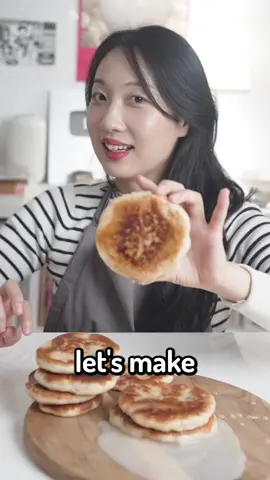 Hotteok is a popular korean snack for the cozy winter time 🙌 this is how you make it:  400g flour 90g rice flour 1 tbsp dry yeast 1 tsp sugar 90ml lukewarm water  180ml milk ½ tsp salt For the filling 2-3 tbsp brown sugar 2 tbsp chopped nuts 1 tbsp cinnamon In a bowl, dissolve dry yeast and sugar in lukewarm water (max. 40°C). Allow it to rest for 10 minutes. Combine sifted flour, rice flour, and salt. Add room temperature milk and the yeast mixture. Mix thoroughly and cover with a cloth. Let it sit in a warm place for about 40-60 minutes. Prepare the filling with brown sugar, chopped nuts, and cinnamon. Once the dough is ready, knead it well. Apply neutral oil to your hands and take a piece of dough (size depending on your pan or hunger). Flatten it with your fingers and add 2 tsp of the filling onto it. Seal the dough by gathering the corners. Heat a frying pan over medium heat, and once hot, apply a thin coat of cooking oil. Place one piece of dough into the pan and cook over medium heat until the bottom side is lightly golden brown (approximately 30 seconds). Flip the dough and press it down using a ladle or any solid kitchen tool. Continue cooking until the bottom is golden brown. Flip the pancake once more, reduce the heat to low, and cook with the lid closed until the sugar filling is fully melted (approximately 1 minute). Proceed with the rest of the dough. #food #fyp #EasyRecipes #koreanfood #snack #streetfood 