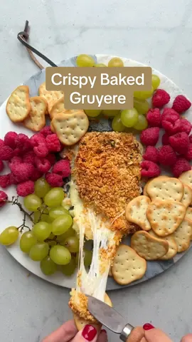 Take your cheese board to the next level by breading and baking your cheese! #emmicheesepartner #emmicheeseusa is the real Le Gruyère AOP that’s made in Switzerland with three simple ingredients. You’ll recognize it from the blue label on the packaging. I love using it for baking because it melts so beautifully but it holds up really well once it comes to room temperature. It has a bold and nutty flavor that pairs really well with fruits and crackers for your next holiday gathering. #EmmiCheeseUSA #CrispyBakedCheese