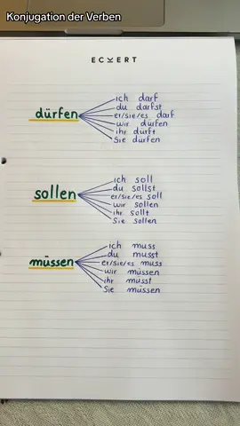 Konjugation der Verben dürfen, sollen und können. 📗🖊️ #germanlanguage #deutschgrammatik #germany🇩🇪 #deutschkurs #lerngerman 