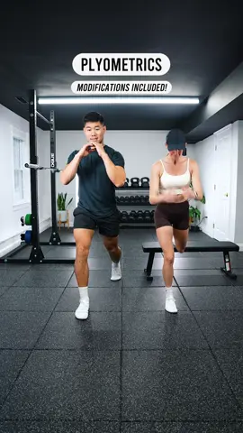 Plyos & Modifications! Plyos can seem intimidating but just like any other exercise they can be scaled to your ability level. By simply reducing range of motion, slowing down the movement, regressing a movement, etc - you can make any plyo exercise work for you! #plyos #plyometrics #jasonandlaurenpak 