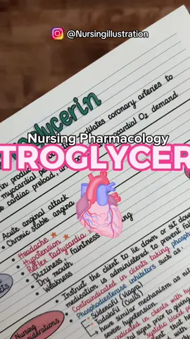 Let’s do a review on Nitroglycerin 💊#nursingschool #nursingstudent #pharmisfun #pharmacology #nurselife #nursetok #nclex #nclexprep #nursesoftiktok 