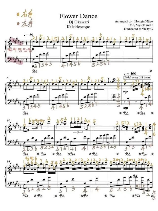 《 Flower Dance - DJ Okawari 》Sheet+ Tab #路灰气球 #sheet #tab #flowerdance #djokawari #fyp #viral #hotdaoyin 