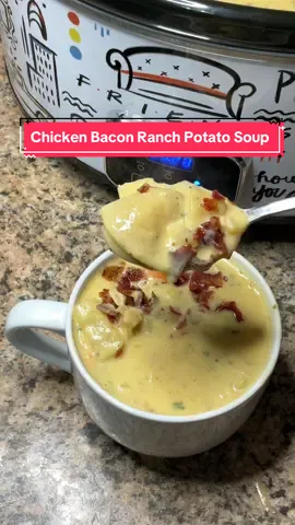 This Chicken Bacon Ranch Potato soup was freaking amazing! Even my picky kid liked it! That’s saying a lot! Be sure to save this one! #soup #chickenbaconranch #sundaysoupseries #EasyRecipe #crockpotrecipes #potatosoup #yum #delicious 
