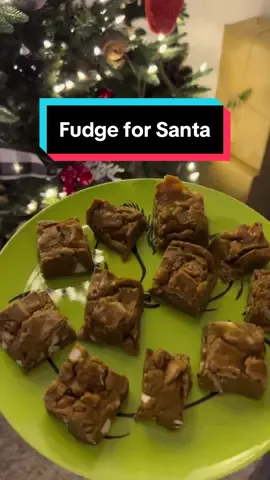 Santa likes variety, but next year ill leave him ibuprophen and a coke zero Cookie butter Fudge -1 can sweetened condensed milk -1 jar biscoff cookie butter  -1 cup Reese’s peanut butter chips -1 tsp vanilla extract  -3 tbsps butter -6 biscoff cookies (optional) -sea salt (optional 1)Combine milk, butter, cookie butter, vanilla, and PB chips in microwave safe bowl and microwave 20 secs at a time stirring in between 2)when smooth and well blended crush up cookies and mix in 3)spread in a parchment paper (lightly sprayed) lined baking dish evenly 4)sprinkle on sea salt (optional) 5)refrigerate 2hrs to set up 6)cut and serve  #santa #christmas #fudge #fudgerecipe #cookiesforsanta 