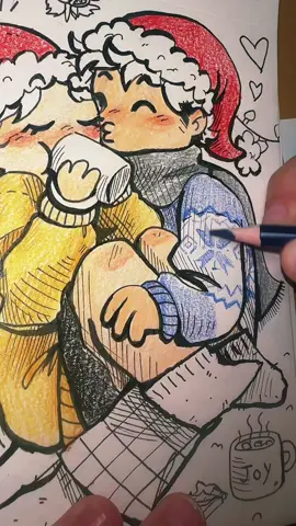 Finishing my boyfriends Christmas card 😁✨❤️🎄 #merrychristmas #christmas #drawing #gift #card #boyfriend #Relationship #fyp #color #coloredpencil #coloring #happy #Love 