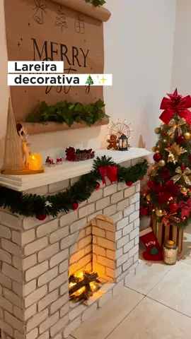 Lareira para decorar o natal feita de papelão e isopor 🎄✨ #DIY #diyproject #lareiradenatal #natal #decoracaodenatal