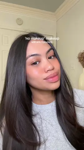 my tried and true 3 product makeup look ✨🤍 #makeup #cleangirl #fyp 