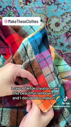 I saw @Make These Clothes post a tiktok making this beautiful rainbow coat with fabric from JoAnns and Simplicity S9388. I couldn’t help myself and had to make it! 🌈 thanks for the inspo 💕 #sew #sewing #sewingtiktok #sewingforyoupage #fashion #fashiontiktok 