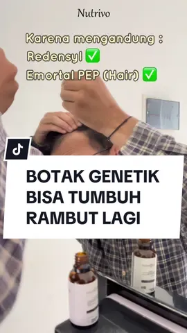BOTAK GENETIK BISA DIATASI DENGAN NUTRIVO HAIR SERUM ✨ Terbuat dari 3 bahan aktif yang sangat efektif mengurangi kerontokan dan dapat menumbuhkan rambut 10x lebih cepat. Tanpa tanam rambut, rambut auto lebat 🍃 #nutrivoindonesia #healthyhairsolutions #botaktiktok #genetik 