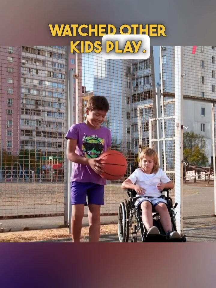 Boy in wheelchair wanted to play basketball, then this happened 🥹❤️😊 #tiktok #kindness #kind #friendship #playing #basketball #foryou #foryoupage  #fyp