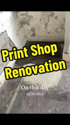 Part 8 of opening a print shop! Repairing the floor that was falling apart. Amazing what a state the shop was  in just over a year ago! 🧱 🪣  #onthisday #progress #customprinting #renovation #renovationproject #plastering #buildingwork #flooring #printshop #DIY