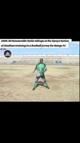 2006: Rt Honourable Raila Odinga at the Nyayo National Stadium training in a football jersey for Bunge FC#kanu #ruto #uhurukenyatta #nairobitiktokers #todayinhistorytv #mediaguru #Kenyahistory #kenya #azimiolaumoja #raila #bungefc 