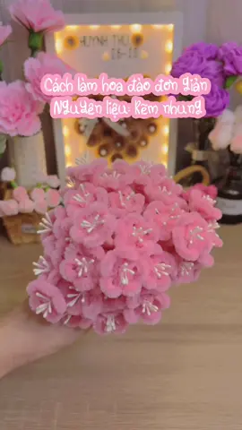 Cách làm hoa đào đơn giản từ kẽm nhung. #thuhandmade #xuhuongtiktokk #nhatban🇯🇵 #jpan #fyp #hoadao #kemnhung #kemnhunglamhoa #cachlamhoadaotukemnhung #hoadaochungtet 