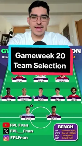Gameweek 20 Team Selection FPL 23/24! #fpltiktok #fpltips #fplcommunity #fantasypremierleague #fpl #fpltok 