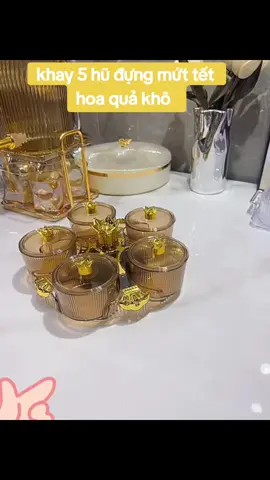 khay 5 hũ đựng mứt tết hoa quả khô.hình vương miện xoay 360 độ#dotet #khaydungmuttet #xuhuong 