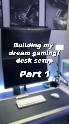 Building my dream gaming/desk setup ❄️ let me know what you think in the comments | #desk #desksetup #gaming #white #black #ikea #tech #monitor #GamingSetup #fyp 