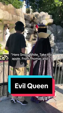 The “Not-So” Evil Queen telling Thomas they should offer the apple to Snow White #autism #autismawareness #autismacceptance #asd #specialneeds #disney #disneyparks #disneyland #disneytiktok #disney100 #snowwhite #evilqueen #fyp #foryoupage 
