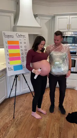 Husband experiences Triplet Pregnancy! 🤣 The last challenge surprised me.  I am so impressed by my wife!  #pregnant #marriage #cute #mom #dad #triplets #baby 