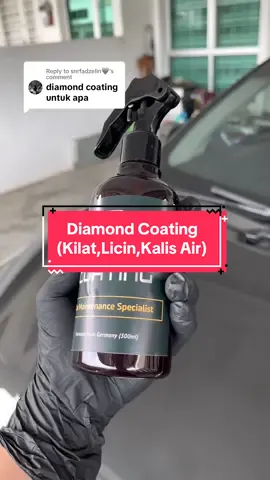 Replying to @snrfadzelin🩶 Fungsi diamond coating ni pertama sekali untuk memberi kereta korang berkilat dan licin dan paling best bila sapu dekat cermin depan auto kalis air bila bawak dalam hujan #diamondcoating #coating #coatingkereta #diamondcoatingkereta #fyp 