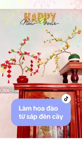 Làm hoa đào từ sáp đèn cầy mấy bạn thử chưa?#vtvcab #mynmyn2911 #XemNgayMeoHay #LearnOnTikTok #xuhuong #handmade #thanhthoiluottet #DIY 