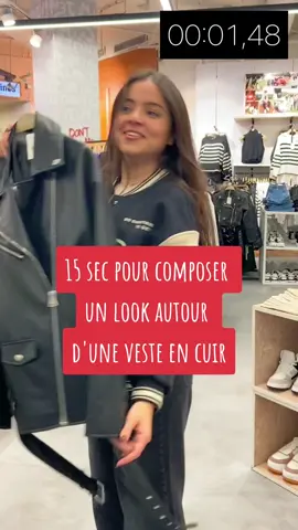 ⏱️❤️‍🔥Challenge : 15 sec pour créer un look autour d'une veste en cuir ❤️‍🔥⏳️⏱️ Vous aimez le look ?  #indigofashionstyle #challenge #pourvous #jennyfer #dcmj #dontcallmejennyfer #tiktok #viral #fyp #pourtoi #fw24 #fashion 