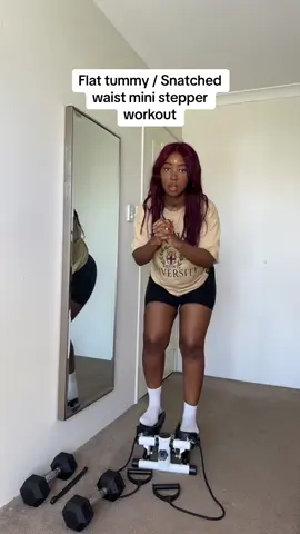 You will be burning after 5 mins. The mini stepper is no joke. If you want to snatch your waist and get a flat tummy while toninh your legs, start stepping #postpartumworkout #ministepperworkout #ministepper #amazonmusthaves 