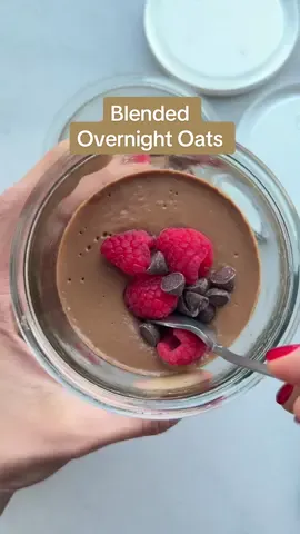 #Ad Did you know you can make the creamiest overnight oats by blending it before you set it? This blended spin on my favorite breakfast recipe will result in the most creamy, perfect breakfast. A key ingredient in these Blended Overnight Oats is a serving of @lovemysilk Original Almondmilk, which is an excellent source of calcium and Vitamin E.    Let’s all incorporate more Silk Almondmilk into our breakfast routines so we can feel planty good! Head to the store to stock up and then join the challenge for a chance to be the one lucky participant to win a lifetime of free breakfast. #SilkAlmondmilk @lovemysilk #FeelPlantyGood See all Feel Planty Good Challenge details at challenge.silk.com  No purchase necessary. Void where prohibited. The Feel Planty Good Challenge is sponsored by Danone US, LLC. Open to legal residents of 50 U.S. & DC, 18 & older. Begins 12:00 a.m. ET on December 22, 2023 and ends 11:59 p.m. ET on January 31, 2024. For Official Rules, go to challenge.silk.com. INGREDIENTS 2 cups old fashioned rolled oats 2 cups Silk Original Almondmilk ¼ cup cacao powder ¼ cup instant coffee 2 tablespoons honey Pinch of sea salt Chocolate chips, for serving Raspberries, for serving INSTRUCTIONS Place the oats, Almondmilk, cacao powder, instant coffee, honey and salt into a blender and blend until smooth. Pour into 4 jars and place in the fridge overnight or for at least 4 hours to set.  The next morning, stir the overnight oats, top it off with chocolate chips and raspberries and enjoy!