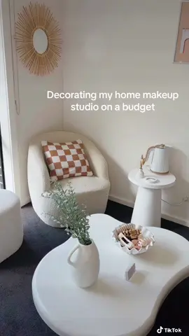 My salon space 🤍 #kmartfinds #kmartaustralia #kmart #budget #homewares #homedecor #target #targethaul #bouclefurniture #boho #aesthetic #salon #makeupartist #makeupstudio 