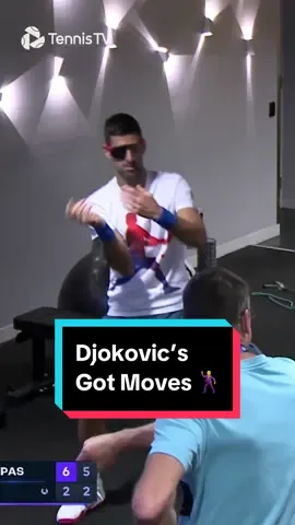 Djokovic cutting some serious shapes 🕺🤣 #tennis #tennistv #atptour #djokovic #fyp 