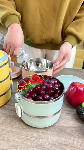 FH-04 1/2/3 Layers Stainless Steel Lunch Box A Thermo Bento Box Food Container Insulation Colorful Plastic Tableware Cover#lunchbox #insulated lunchbox#fyp #foryou #tiktokshop 