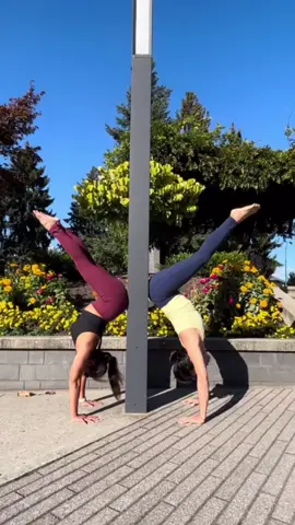 Have fun with two people yoga challenge, try with your yoga partner next time