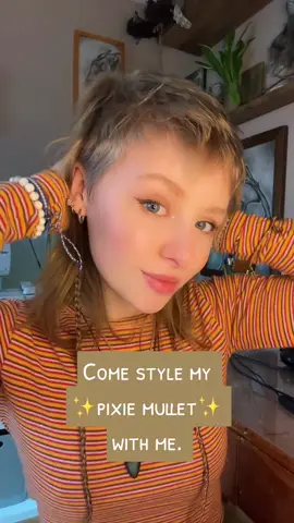 A quick how to style a pixie mullet 🤍 #hippietok🧝🏽‍♀️🌑🌿🌄 #mulletgirl #pixiecut #pixiemullet #hippieaesthetic #howtostyle #uniquehair #rattails 