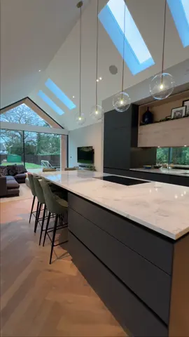 Check out this stunning open-plan kitchen area that seamlessly connects to the spacious garden of this modern Surrey home.  The full home tour will be posted on our Youtube Channel tomorrow night, so mark your calendars and get excited to see more of this beautiful space. 🏠  Available for photoshoot hire via @Love Locations  • •  #luxurylifestyle #luxuryhomes #luxuryhouses #luxuryhomesuk#housetours  #surreymansions #surreyhomes
