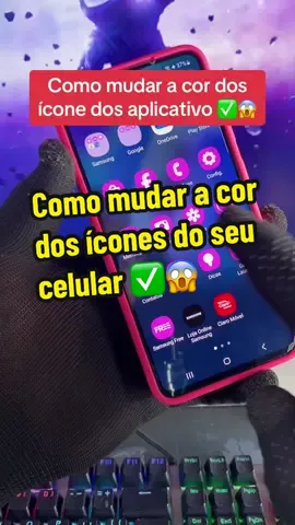 Como mudar a cor dos ícons de apps do seu celular #ícones #samsung #dicasdecelular #personalização #temas 