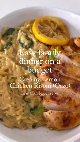 Creamy Lemon Chicken Risoni (Orzo) When I don’t feel like cooking I aim to make easy recipes that require one pan and minimal time to prepare. We’ve all been there where we have maybe eaten out more than what we would like, particularly during the holiday season, but I find it so satisfying staying in, saving money by not opting for convenience foods and knowing exactly what is in my food. This is creamy lemon chicken risoni, one of my most made recipes, it is the perfect quick and easy family weeknight dinner, you can add any veg, I’ve gone with spinach so there is no chopping. Save this one for when you need some quick dinner inspo, you will love it. View the full recipe here 👇🏼 or hit the link in my bio.  https://simplehomeedit.com/recipe/creamy-lemon-chicken-risoni-orzo/ #chicken #Recipe #familydinner #EasyRecipe #dinner #risoni #orzo #onabudget #DinnerIdeas 