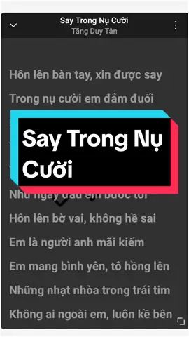 Say Trong Nụ Cười #saytrongnucuoi #tangduytan #tamtrang #lyrics #nhachay #music #thumaik02 