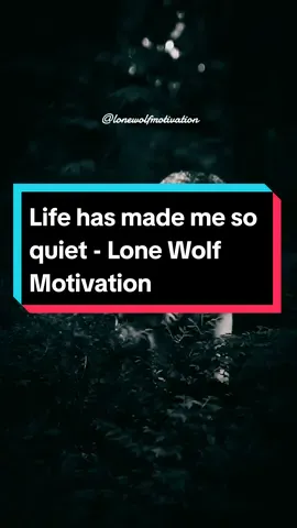 Life has made me so quiet - Lone Wolf Motivation  . . . #lifeadvices #lifelessons #peoplemotivation #lonewolfmotivation #lonewolfmotivation2 #yusfai #fypシ゚viral #CapCut 