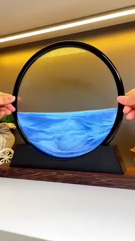 Moving Sand Art Picture,3D Hourglass Deep Sea Sandscape in Liquid Motion Display Glass Flowing Sand Frame Relaxing Decor for Home and Office