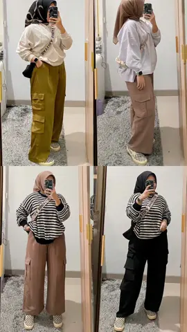 Celana Cargo + sweater bisa jadi gaya andalan kamu untuk pergi santai atau hangout 🫶🏻🩷 #cargopant #celanajumbo #celanacargo #cargowanita #ootdidea #ootdwanita #ootdwanitahijab #sporty #casuallook #inspirasitiktok #fyp 