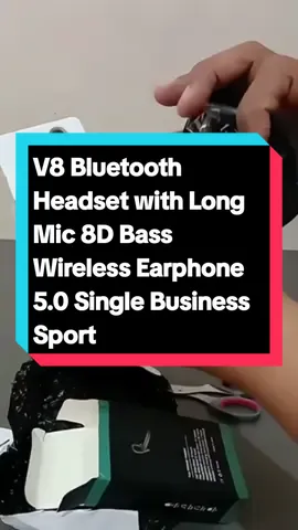 V8 Bluetooth Headset with Long Mic 8D Bass Wireless Earphone 5.0 Single Business Sport Headphone Water Proof Hanset