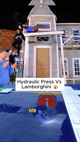 Crushing luxury on camera: Mr. Beast's hydraulic press vs Lamborghini. #mrbeastchallenge #viral #fyp