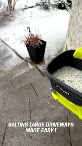 This is a winter must-have!🧂❄️ #ryobi #saltspreader #winter #icydriveway #salt #winteressentials #fyp 