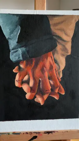Romantic oil painting 🫶🏽 Third piece of the project ‘About Yesterday’  Doesn’t holding hands give you some sort of reassurance??  #oil #oilpainting #oilpaint #artist #handspainting #holdinghands #Love #paintingprocess #smallartist #artistsoftiktok #arte #pitturaadolio #fyp #foryou #fypシ 