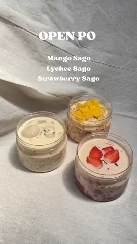 OPEN PO! Mango Sago, Lychee Sago & Strawberry Sago. Ready Sabtu, 13 Janurai 2024 yaa #mangosago #mangosagojogja #lecisago #lycheesago #strawberrysago #dessertjogja