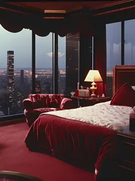 Step into your red wine 80s penthouse in NYC… 😍 Which other vibes would you like to see? ✨ #8#80s8#80saesthetici#interiordesignwineredinterior #80sinterior #n#nostalgiacored#dreamcorev#vaporwave1#1980saesthetic8#80smusic8#80sluxuryr#retrowaven#nostalgia