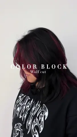 Some fun color blocking for Puhua! And doing a longer wolf cut  _ #torontohairstylist#torontohairsalon#redcolor#haircolor#colorblock#wolfcut